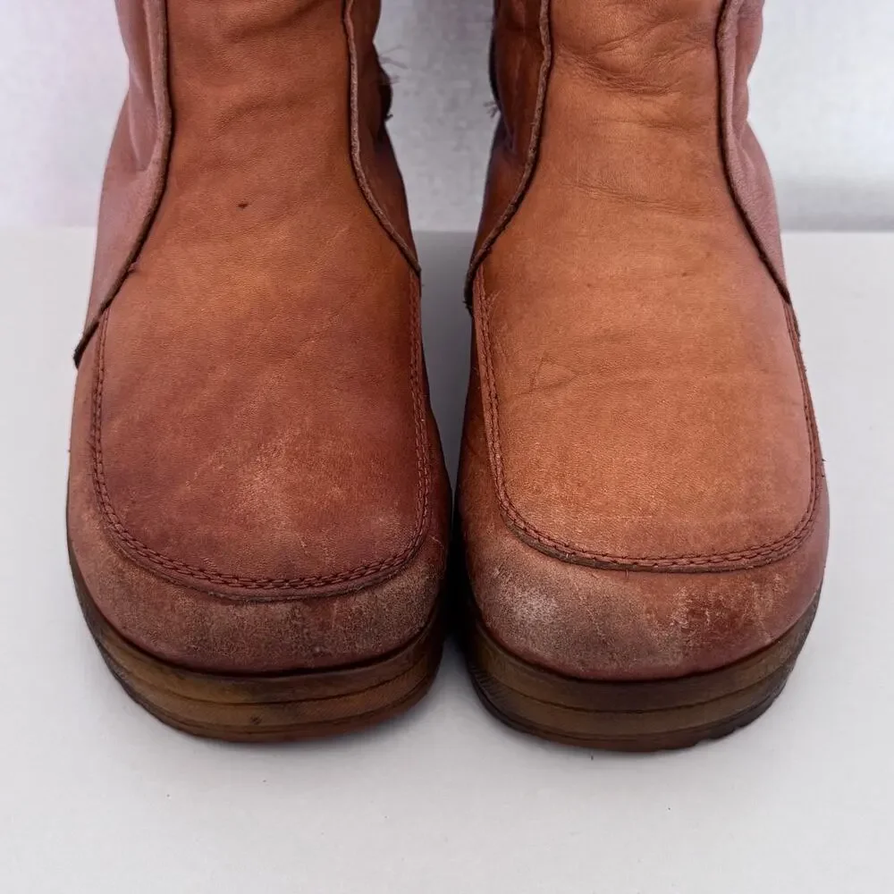 Vintage 1980s Blondo Canada Cognac Fleece Lined Leather Winter Boots Sz 7